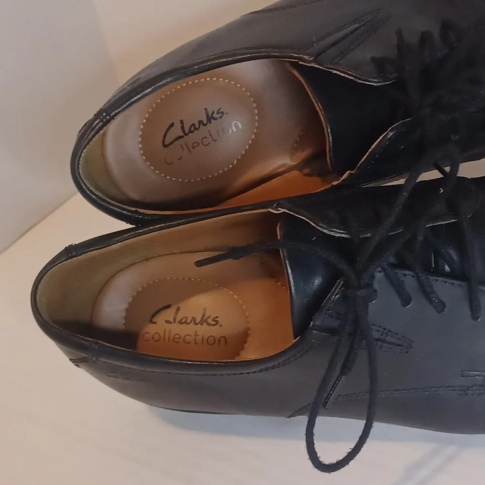 Clarks Collection Men's Cap Toe Oxford Tie Dress Shoes Size 11.5 Leather‎ Black